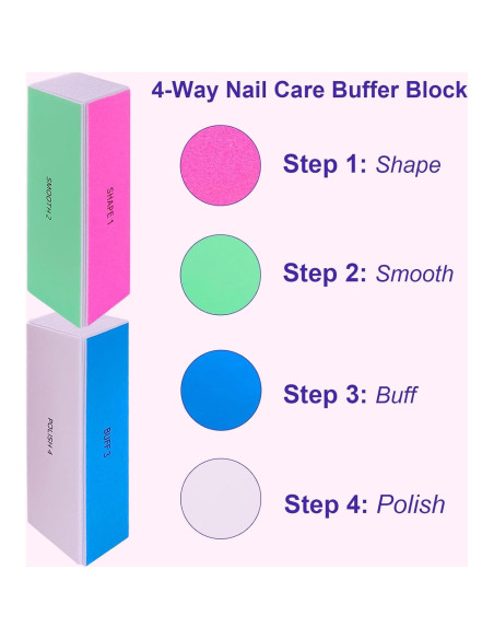 Bloques de Pulido de Uñas HomeyEra - 4 Piezas, 4 Vías Bloques de Pulido de Uñas HomeyEra - 4 Piezas, 4 Vías