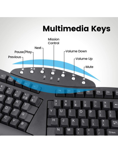 Teclado Ergonómico Inalámbrico Perixx PERIBOARD-612B Negro