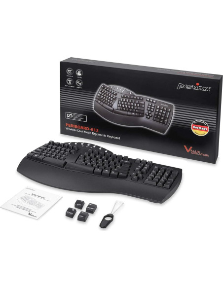 Teclado Ergonómico Inalámbrico Perixx PERIBOARD-612B Negro