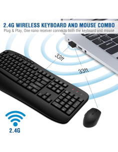 Combo Teclado y Ratón Inalámbrico EDJO con Reposamanos - Negro 2