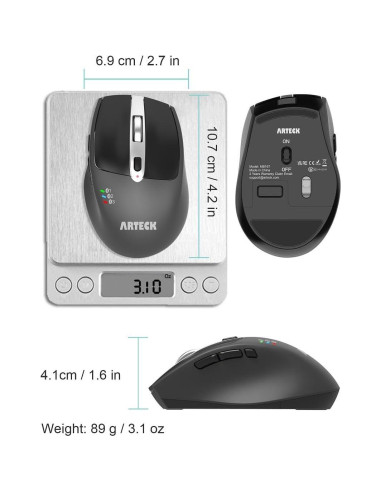 Ratón Inalámbrico Bluetooth Arteck MB167 Ergonómico 7 Botones