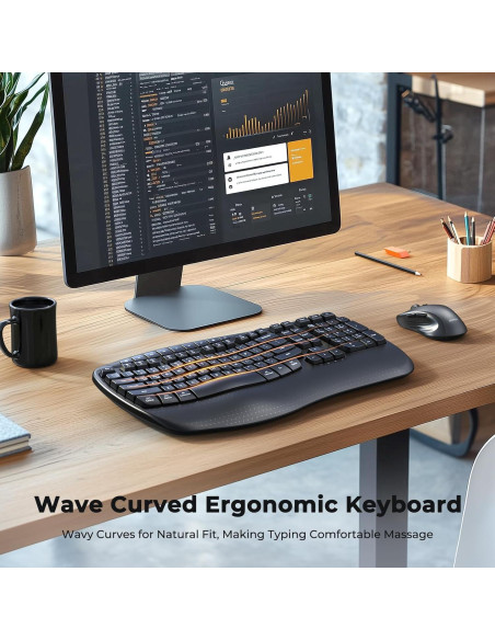 Combo Inalámbrico Teclado y Ratón Ergonómico Meetion Director-D Negro Combo Inalámbrico Teclado y Ratón Ergonómico Meetion Director-D Negro