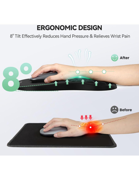 Almohadilla Ergonómica TECKNET con Reposamuñecas 30x20 cm Almohadilla Ergonómica TECKNET con Reposamuñecas 30x20 cm