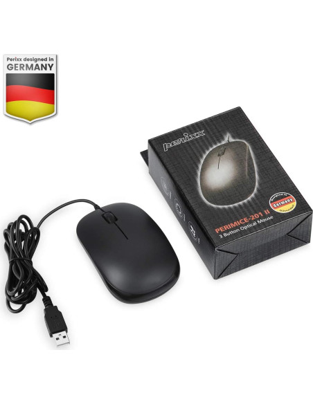 Ratón Óptico USB Perixx PERIMICE-201U 3 Botones 1000dpi Negro