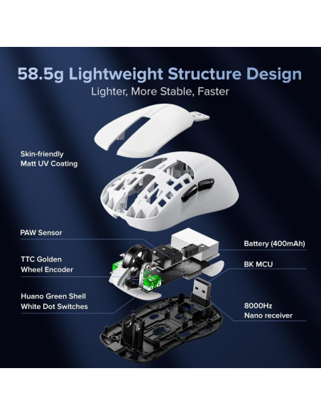 Ratón Gaming Inalámbrico DELUX M500 PRO 26000DPI RGB Ratón Gaming Inalámbrico DELUX M500 PRO 26000DPI RGB