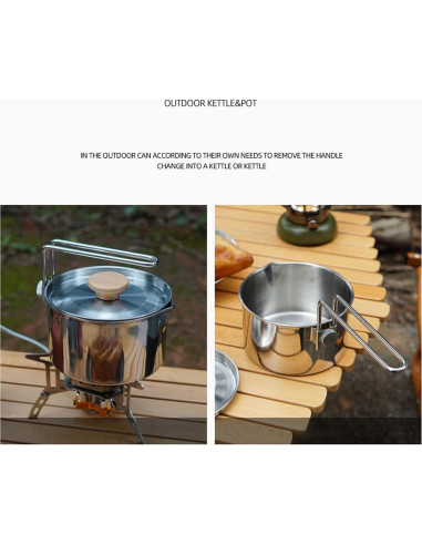 Olla de Camping OUKENS 1L Acero Inoxidable Plegable