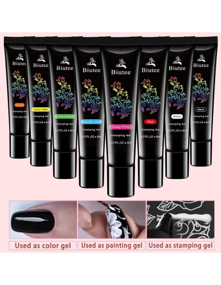 Kit de Estampado de Uñas Biutee 10pcs con Gel 8 Colores Kit de Estampado de Uñas Biutee 10pcs con Gel 8 Colores