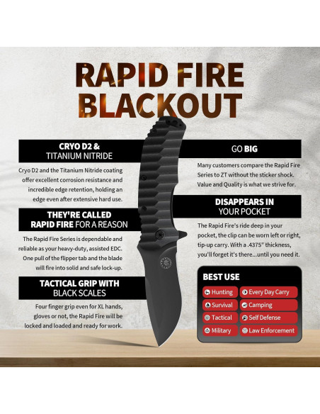 Cuchillo Plegable Off-Grid Fuego Rápido Blackout D2 9.5cm Cuchillo Plegable Off-Grid Fuego Rápido Blackout D2 9.5cm