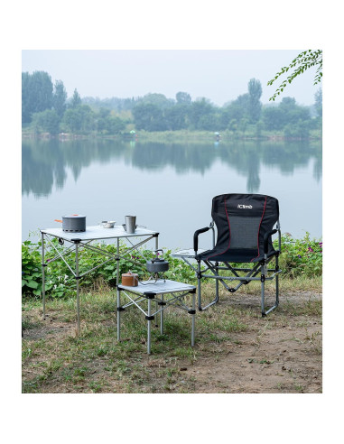 Silla de Camping Plegable iClimb Heavy Duty con Mesa Lateral