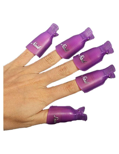 10 Capuchones Limpiadores de Esmalte de Uñas Morado HIGHROCK
