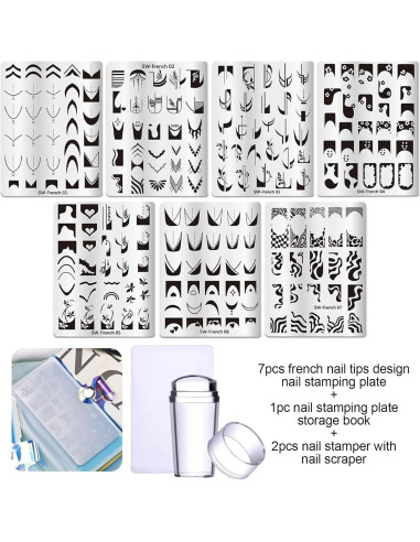 Kit de Estampado de Uñas Francesas STZPRONAIL 10 Piezas