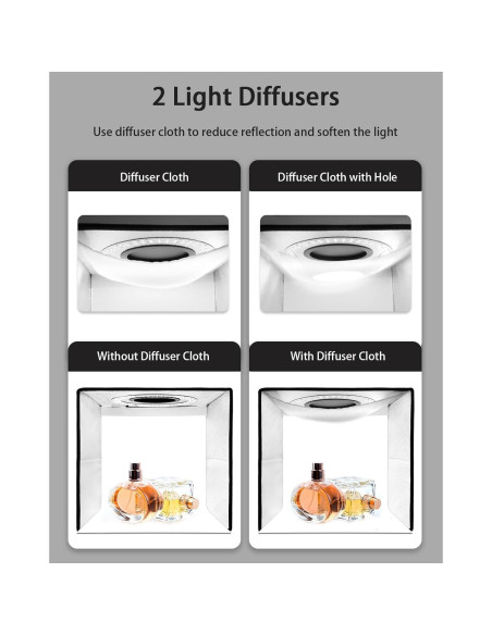 Caja de Luz Fotográfica DUCLUS 10"x10" con 104 LED y 6 Fondos Caja de Luz Fotográfica DUCLUS 10"x10" con 104 LED y 6 Fondos