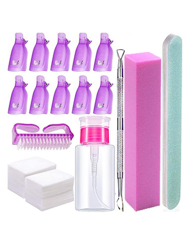 Kit Completo para Quitar Esmalte de Uñas Vashion - 500 Discos, Clips y Más