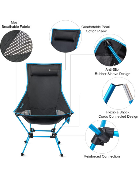 Silla de Camping Plegable G4Free Respaldo Alto 150Kg Azul Silla de Camping Plegable G4Free Respaldo Alto 150Kg Azul