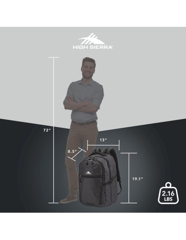 Mochila de Viaje High Sierra 30L Negro Mercurio con Compartimento para Laptop