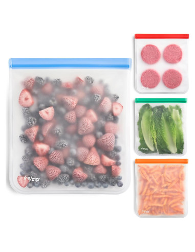 Bolsas Reutilizables de Galón re)zip 4-Pack Multicolor PEVA