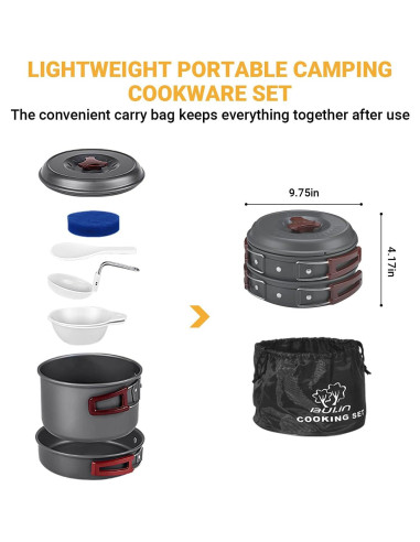 Kit de Cocina para Camping Bulin 8 Piezas Antiadherente