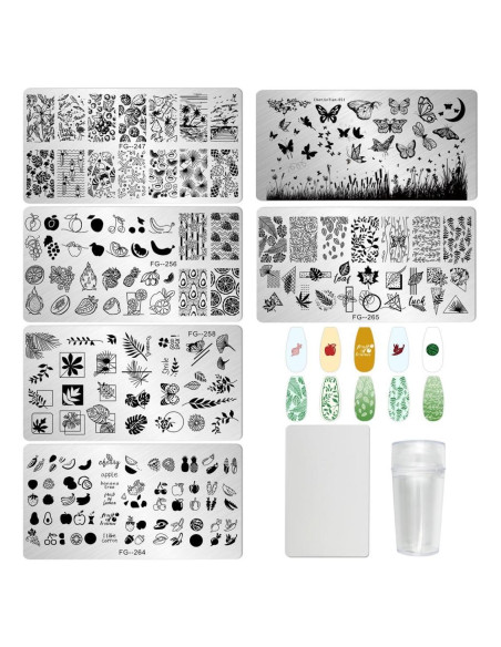 Kit de Estampado de Uñas AddFavor 6 Piezas Verano Kit de Estampado de Uñas AddFavor 6 Piezas Verano