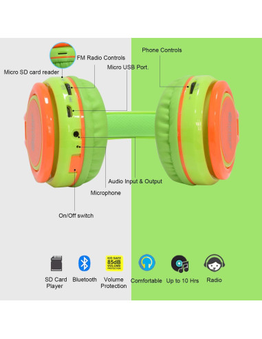 Auriculares Plegables Contixo KB-2600 Bluetooth Niños 85dB