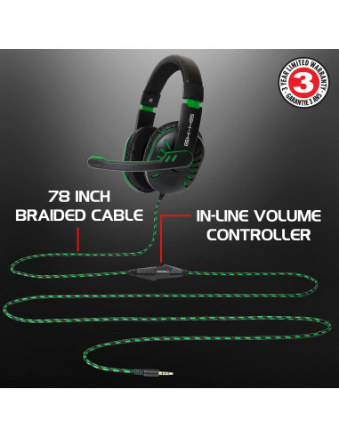 Auriculares Gaming ENHANCE GX-H5 Verde con Micrófono 3.5mm
