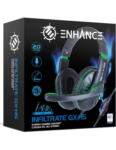 Auriculares Gaming ENHANCE GX-H5 Verde con Micrófono 3.5mm