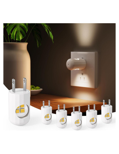 Paquete de 6 Mini Luces Nocturnas LED SETEN 2700K Automáticas