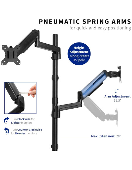 Soporte Doble para Monitor VIVO STAND-V012K Ajuste Neumático Soporte Doble para Monitor VIVO STAND-V012K Ajuste Neumático