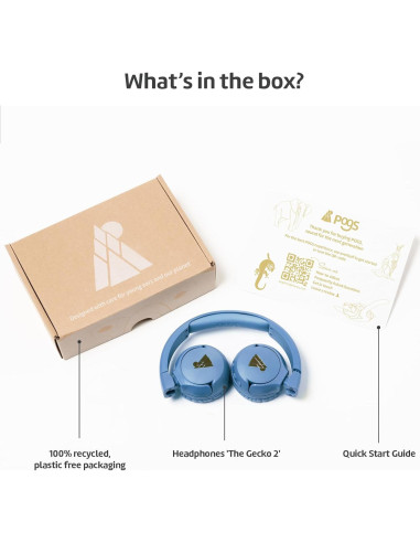 Auriculares Inalámbricos POGS El Gecko 2 para Niños 3+ Años Azul