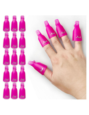 Juego de 20 Clips para Quitar Esmalte UV Jaasuee Rosa
