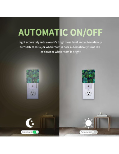 Luz Nocturna Enchufada ZTHLL Hoja Verde con Sensor Automático