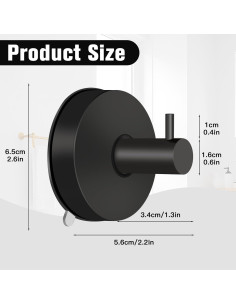 Ganchos de Ventosa Dntorx 2 Piezas Acero Inoxidable Negro 2