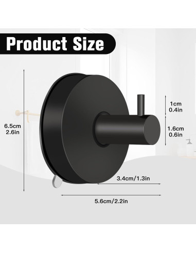 Ganchos de Ventosa Dntorx 2 Piezas Acero Inoxidable Negro