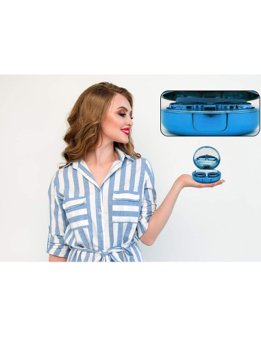 Estuche para Lentes de Contacto Hope Young Azul con Espejo