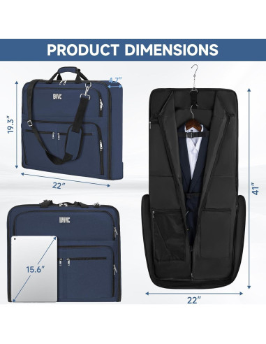 Bolsa de Ropa de Viaje Oxford Azul 41.3" con Compartimentos