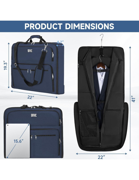 Bolsa de Ropa de Viaje Oxford Azul 41.3" con Compartimentos
