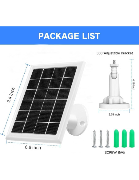 Cargador Solar 6W GENDOING para Cámara Arlo Essential XL/Spotlight Cargador Solar 6W GENDOING para Cámara Arlo Essential XL/Spotlight