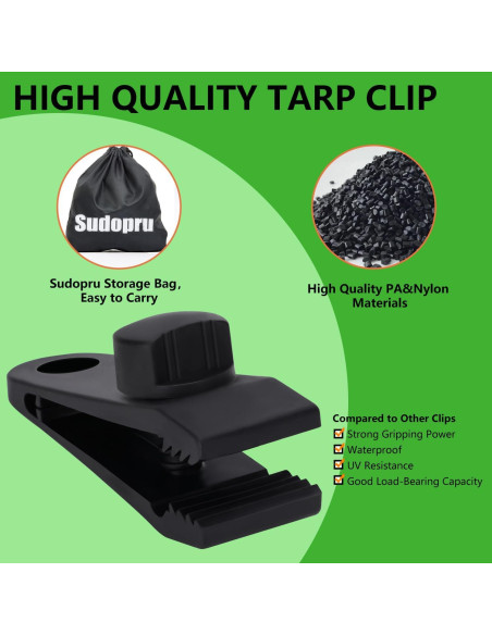 Pinzas para Lonas Sudopru 14 Pcs Clips y Cuerdas Impermeables Pinzas para Lonas Sudopru 14 Pcs Clips y Cuerdas Impermeables