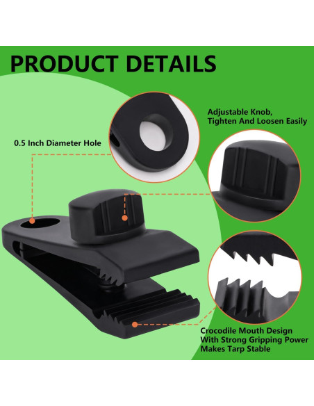 Pinzas para Lonas Sudopru 14 Pcs Clips y Cuerdas Impermeables Pinzas para Lonas Sudopru 14 Pcs Clips y Cuerdas Impermeables