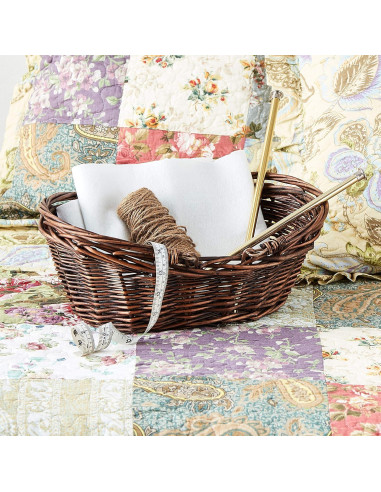 Cesta de Mimbre Tejida a Mano Wald Imports 35.6x14cm Marrón