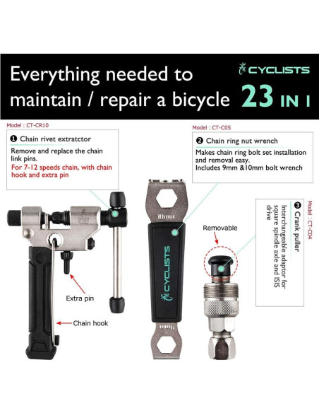 Kit de Herramientas para Bicicleta CYCLISTS 23 Piezas con Estuche Kit de Herramientas para Bicicleta CYCLISTS 23 Piezas con Estuche