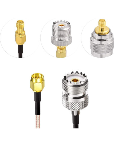 Cable Coaxial RF SMA Macho a SO239 2m + Kit Adaptadores 3pcs