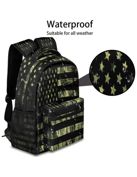 Mochila Escolar Camo Bandera Americana 22L Resistente al Agua Mochila Escolar Camo Bandera Americana 22L Resistente al Agua