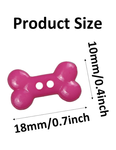 50 Botones Decorativos Pson en Forma de Hueso de Perro 18mm