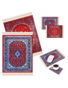 Hushee Set 4 Piezas Alfombrillas y Posavasos Estilo Oriental