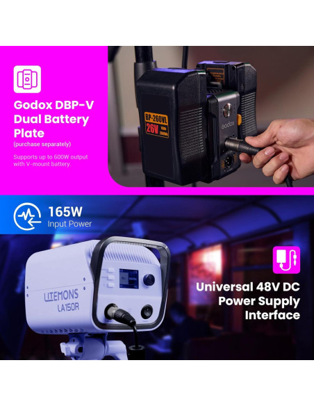 Godox LA150R K1 Luz LED Video COB RGB 165W 1800-10000K Godox LA150R K1 Luz LED Video COB RGB 165W 1800-10000K