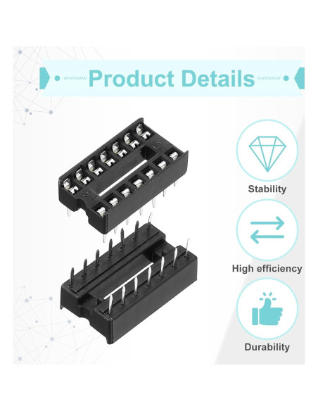Adaptador de Zócalo DIP IC 14 Pines MECCANIXITY 80 Pcs 2.54mm Adaptador de Zócalo DIP IC 14 Pines MECCANIXITY 80 Pcs 2.54mm