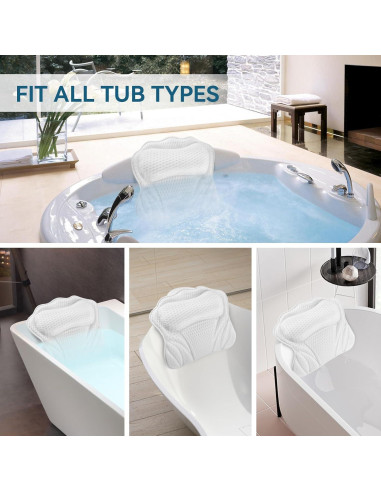 Almohada de Baño Silkena Ergonómica con Ventosas Antideslizantes