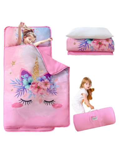 Esteras para Siesta Rosa Unicornio KINBEDY 127x51cm con Almohada