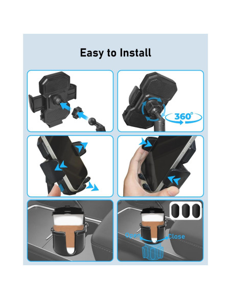 Soporte para Taza y Teléfono de Coche Belinous Ajustable Soporte para Taza y Teléfono de Coche Belinous Ajustable