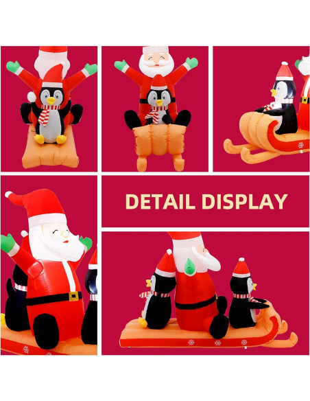 Decoración Inflable Navidad 6FT JOYDECOR Santa y Pingüinos LED Decoración Inflable Navidad 6FT JOYDECOR Santa y Pingüinos LED